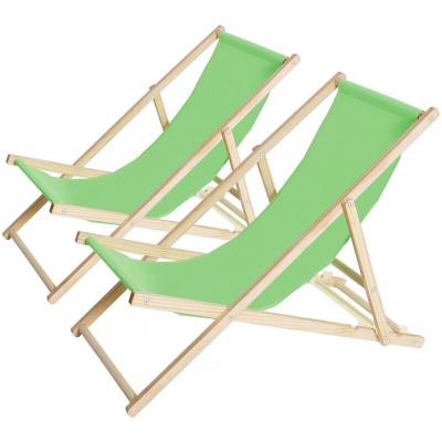 HABITAT ET JARDIN Lot de 2 transats en bois chilienne - 107 x 56.5 x 81 cm - vert