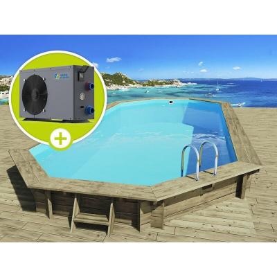 HABITAT ET JARDIN Piscine bois "" Ibiza "" - 8.57 x 4.57 x 1.31 m + Pompe &agrave; chaleur 6.1 kW