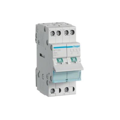 HAGER  - Inverseur modulaire 2 p&ocirc;les 25A, point commun amont, I-0-II