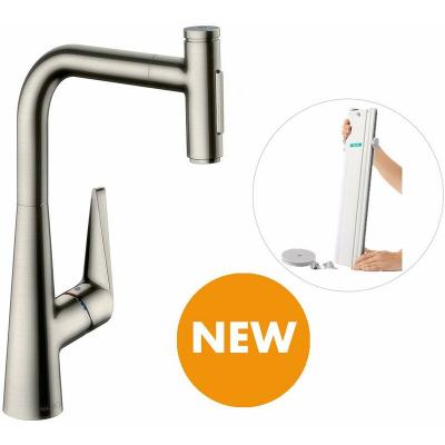 HANSGROHE Mitigeur de cuisine 300, avec douchette extractible 2 jets, sBox aspect acier inox 