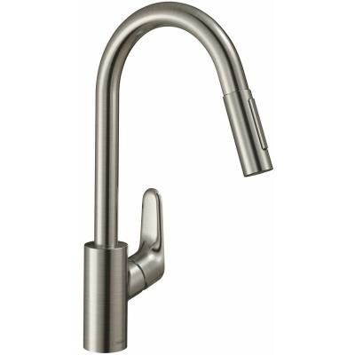 HANSGROHE  Focus Mitigeur &eacute;vier douchette extractible aspect acier