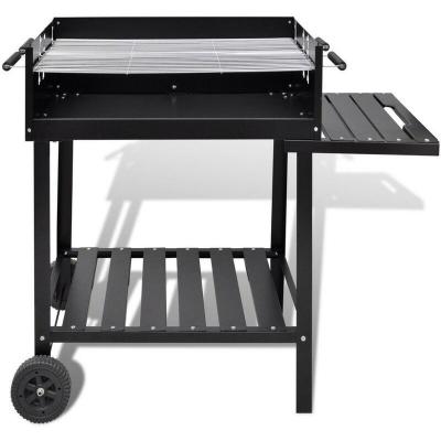 HELLOSHOP26 Barbecue &agrave; charbon acier inoxydable sur roulettes 