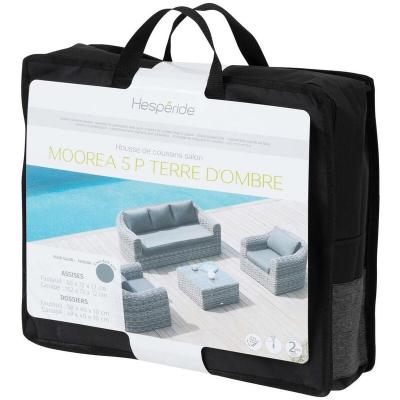 HESPERIDE Housse de coussin pour salon de jardin moor&eacute;a terre d ombre 5 places