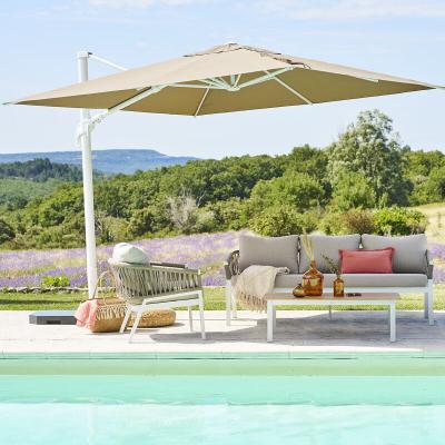 HESPERIDE Parasol d&eacute;port&eacute; Melhia noisette 3x3m - Hesp&eacute;ride - Blanc / noisette