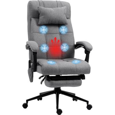 HOMCOM Fauteuil de bureau massant chauffant inclinable tissu gris