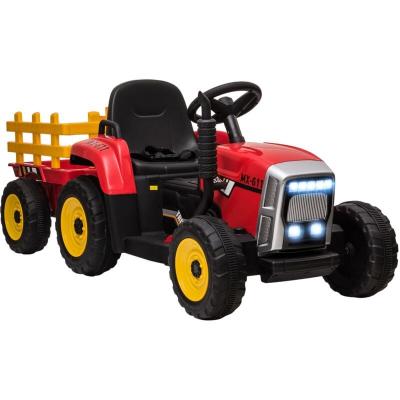 HOMCOM Tracteur &eacute;lectrique enfant avec remorque - effets sonores lumineux - t&eacute;l&eacute;commande - 3-6 kmh - rouge