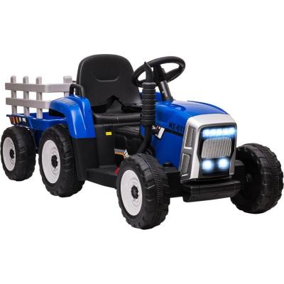 HOMCOM Tracteur &eacute;lectrique enfant avec remorque - effets sonores lumineux - t&eacute;l&eacute;commande - 3-6 Km/h - bleu