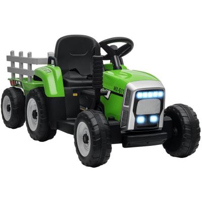 HOMCOM Tracteur &eacute;lectrique enfant avec remorque - effets sonores lumineux - t&eacute;l&eacute;commande - 3-6 Km/h - vert 