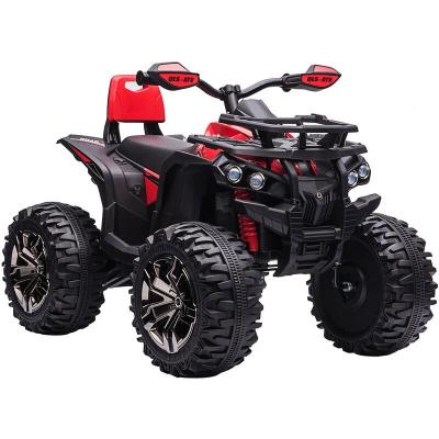 HOMCOM Voiture 4x4 quad buggy &eacute;lectrique enfant blanc Rouge Dim. 100L x 65l x 73H cm
