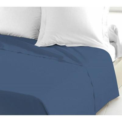  Drap plat - HOME LINGE PASSION - Uni - 100% coton - 180x290 cm - Bleu