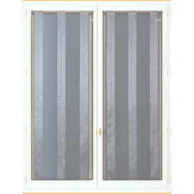 Paire de Vitrages en Etamine Fines Rayures Gris 90 x 200 cm - Gris