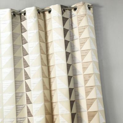 Rideau en jacquard imprim&eacute;s triangulaires Beige 140x260 cm - Beige
