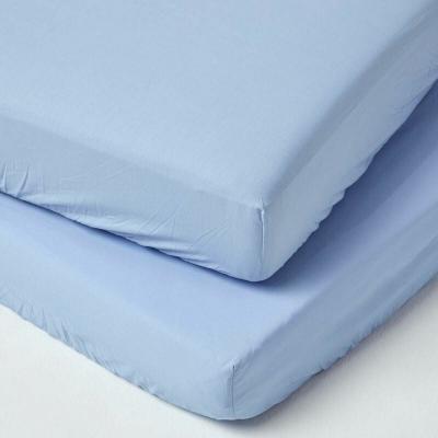 HOMESCAPES Lot De 2 Draps Housse Lit B&eacute;b&eacute; En Coton &Eacute;gyptien 200 Fils Bleu 70 X 140 Cm
