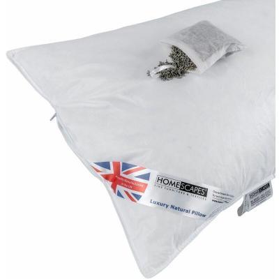 HOMESCAPES Oreiller en duvet et en plumes de d'oie parfum&eacute; &agrave; la lavande, 50 x 75 cm