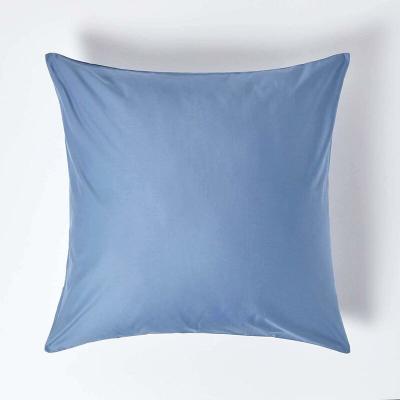 HOMESCAPES Taie d'oreiller en percale de coton 1000 fils Bleu, 60 x 60 cm
