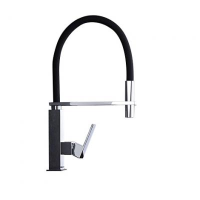 HUDSON REED Mitigeur cuisine avec douchette extractible ? Noir et chrom&eacute; - Kubix 