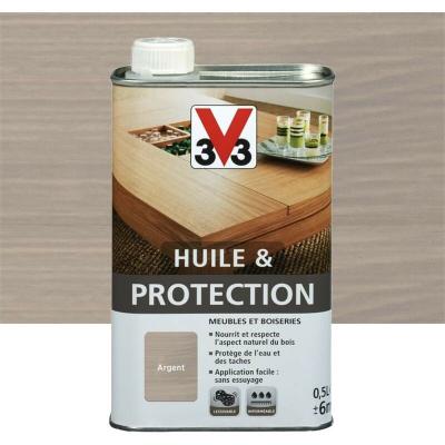 V33  Huile et Protection pour Meubles et Boiseries, Argent 0,5l
