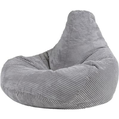 ICON Pouf inclinable velours c&ocirc;tel&eacute; gris clair