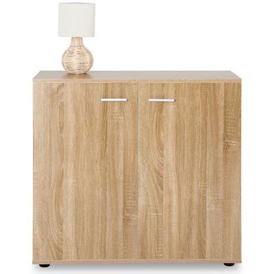 Buffet chicago commode meuble de rangement en m&eacute;lamin&eacute; d&eacute;cor ch&ecirc;ne sonoma, avec 2 portes 