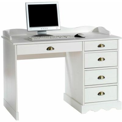 IDIMEX Bureau en pin COLETTE, avec corniche, lasur&eacute; blanc