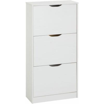 Meuble / rangement &agrave; chaussures BASIL, pin lasur&eacute; blanc '3 abattants'