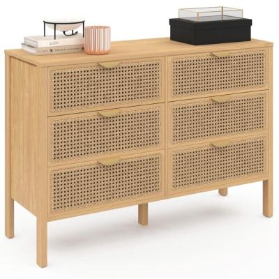 Idmarket - Commode 6 tiroirs edhen 115 cm cannage coloris bois - Bois