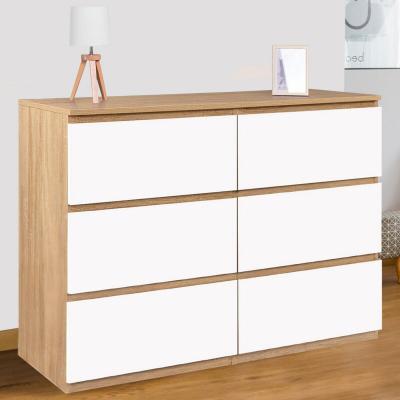 IDMARKET Commode 6 tiroirs TOMI bois fa&ccedil;on h&ecirc;tre et blanc 