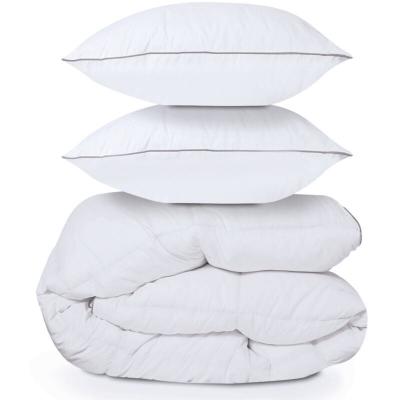 IDMARKET Couette 220x240 cm en plume d'oie anti acarien 500 gr + 2 oreillers