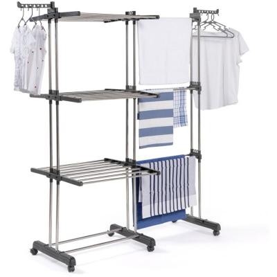 IDMARKET S&eacute;choir &agrave; linge giga gris extensible grande capacit&eacute; et 30 accessoires