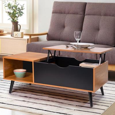 Table basse effie plateau relevable bois et noir - Multicolore