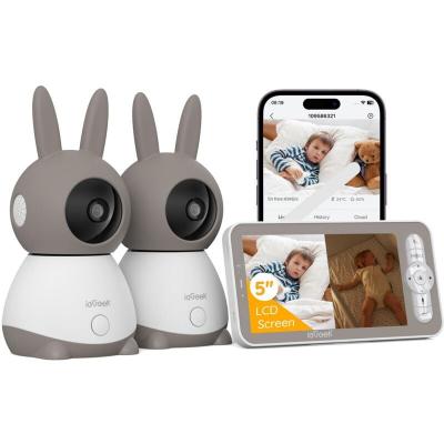 IEGEEK  3MP Cam&eacute;ra de surveillance sans fil Wifi ext&eacute;rieure Solaire panoramique 360&deg; d&eacute;tection PIR audio bidirectionnel 