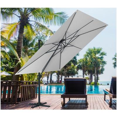OZALIDE Parasol en Aluminium &agrave; Pied D&eacute;port&eacute; de 3 x 3 m - Lin - Diam&egrave;tre : 3 m