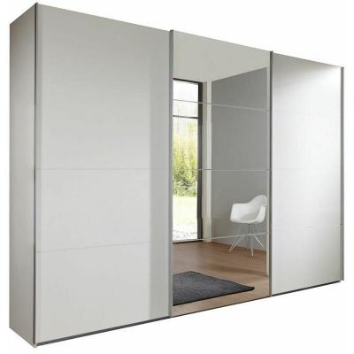 Armoire de rangement 3 portes coulissantes EDWIG 270 cm blanc / miroir