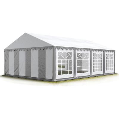 TOOLPORT INTENT24 4x8m tente de r&eacute;ception, pvc env. 500g/m&sup2;, h. 2m, gris-blanc - gris