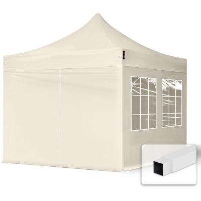 CARPASOL TOOLPORT Tente pliante 3x3 m - Acier, PES d'env. 300g/m&sup2;, c&ocirc;t&eacute;s avec fen&ecirc;tres, couleur cr&egrave;me