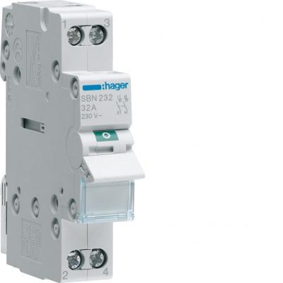 HAGER  - Interrupteur de coupure modulaire - 2 p&ocirc;les - 32A SBN232