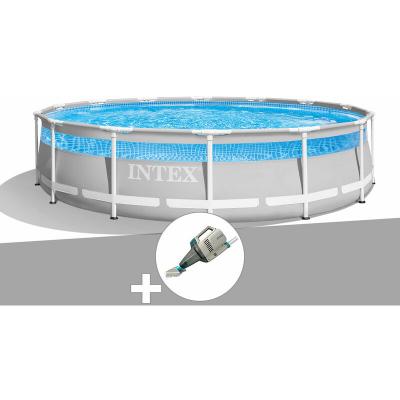 INTEX Kit piscine tubulaire Prism Frame Clearview ronde 4,27 x 1,07 m + Aspirateur