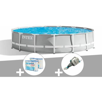  Kit piscine tubulaire Prism Frame ronde 4,57 x 1,07 m + 6 cartouches de filtration + Aspirateur