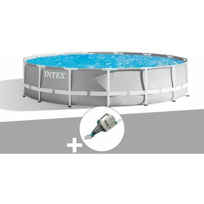INTEX Kit piscine tubulaire Prism Frame ronde 4,57 x 1,07 m + Aspirateur