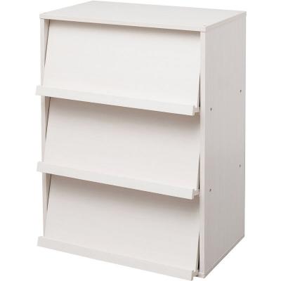 Biblioth&egrave;que avec 3 portes - Iris Ohyama - CHR-3 - Ch&ecirc;ne Blanc - L40.9 x P59 x H83.6 cm