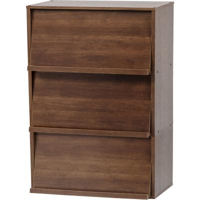 Biblioth&egrave;que &Eacute;tag&egrave;re de rangement avec 3 portes - IRIS OHYAMA - CHR-3 - Marron