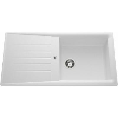 AQUATOP  - Evier en Naturalite &agrave; encastrer 1 bac, 1 &eacute;gouttoir slave - Couleur: blanc - Dimensions: 1000 x500 mm