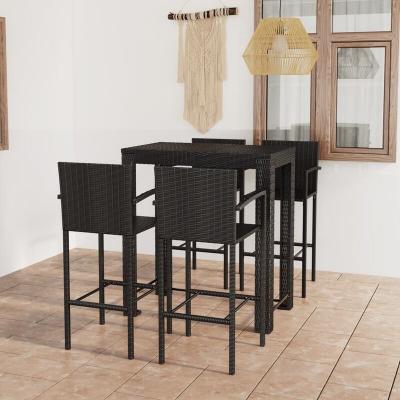 Ensemble de bar d'ext&eacute;rieur 5 pcs accoudoir R&eacute;sine tress&eacute;e Noir vidaXL