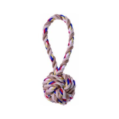 BUBIMEX Jouet corde pour chien balle poign&eacute;e courte - D7,5cm -20cm