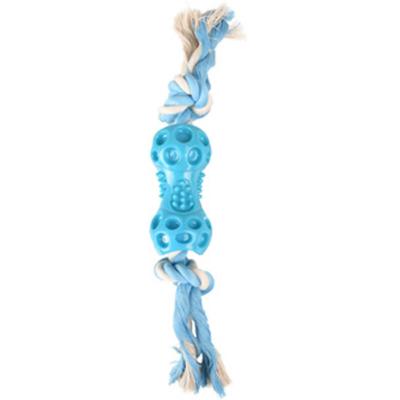 FLAMINGO Jouet Halt&egrave;re + corde bleu 34 cm. LINDO. en TPR. pour chien.