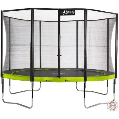 KANGUI Trampoline de jardin rond 430 cm + filet de s&eacute;curit&eacute; PUNCHI Vert 430