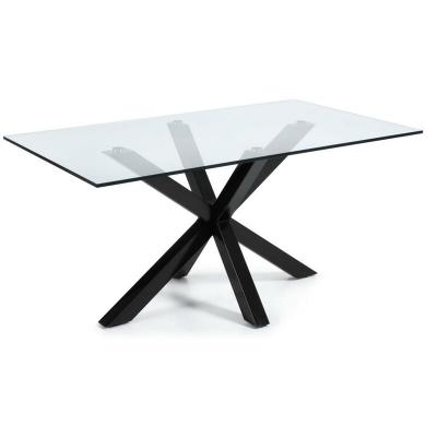 LF - Table de salle &agrave; manger Arya 160x90 noir plateau verre
