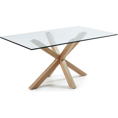 Table de salle &agrave; manger Arya table verre/ naturel 160 x 90 cm
