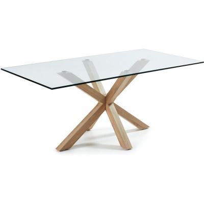 Table de salle &agrave; manger Arya table verre/ bois 200 x 100 cm