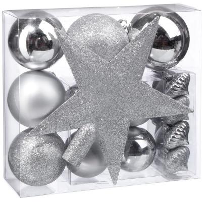 FEERIE CHRISTMAS Kit de d&eacute;corations pour sapin de no&euml;l - 18 Pi&egrave;ces - Argent